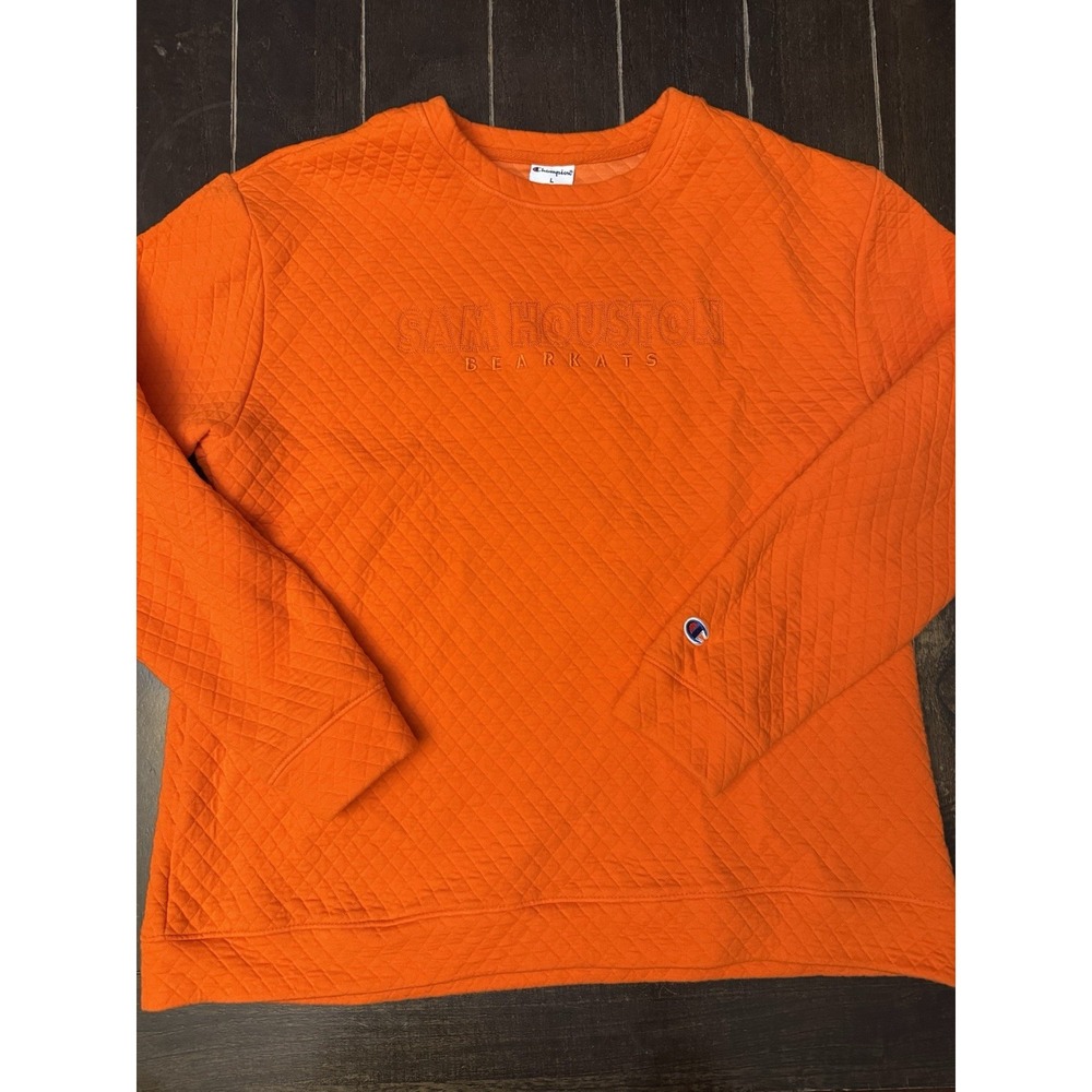 Sam Houston Bearkats Champion Quilted Sweatshirt Men's L Orange NCAA Crewneck